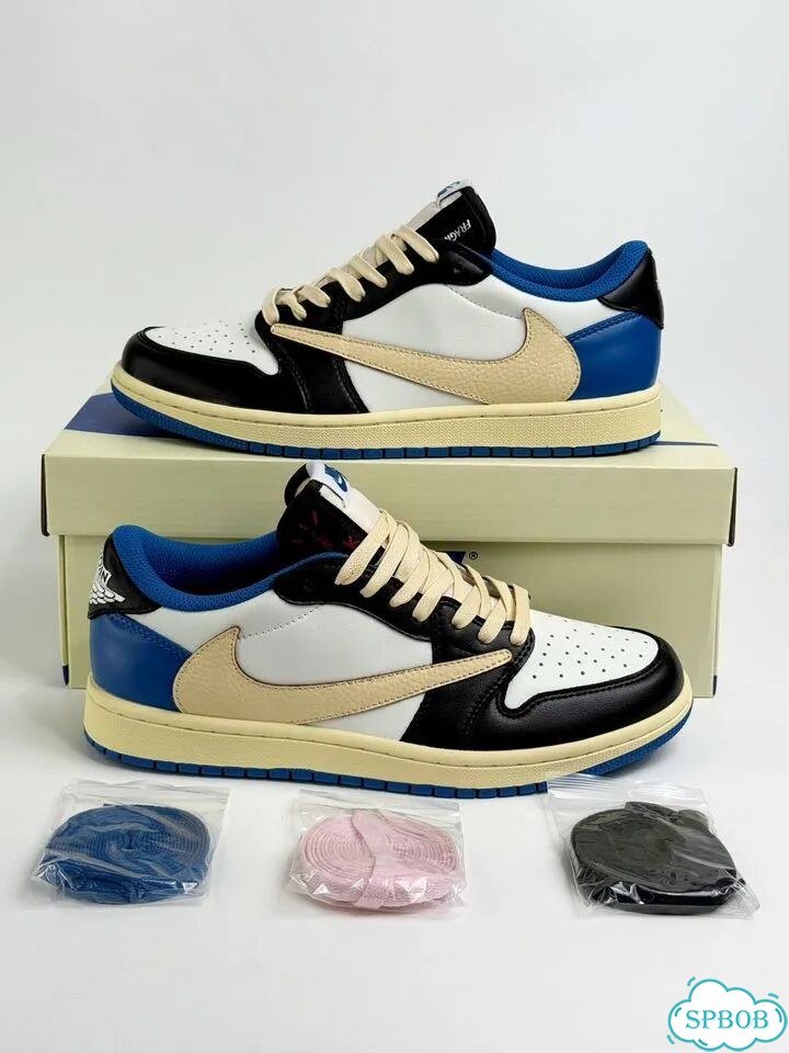 Nike Air Jordan 1 Low Black White Blue фото 1