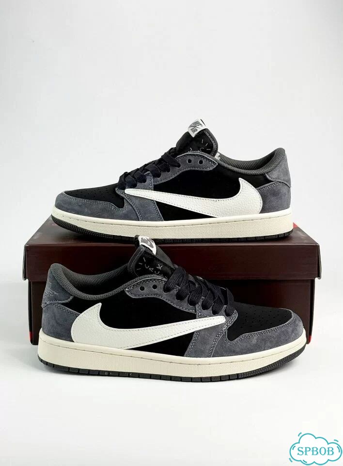 Nike Air Jordan 1 Low & Travis Scott Black Grey фото 2