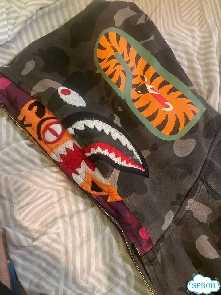 Bape Tiger Shark Full Zip Hoodie оригинал фото 1