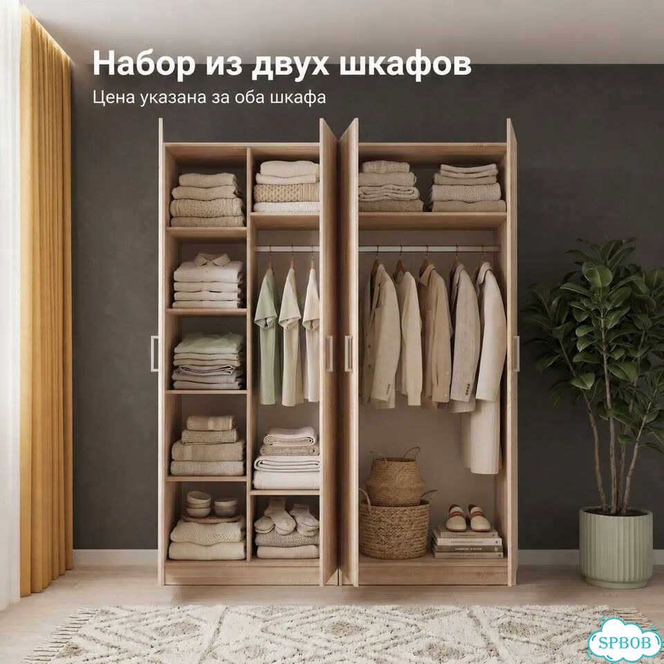 Шкаф распашной четырёхстворчатый 160 см сонома фото 2
