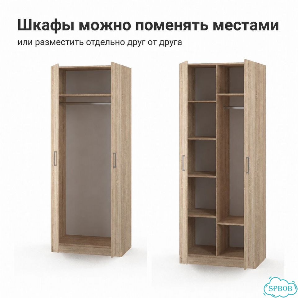 Шкаф распашной четырёхстворчатый 160 см сонома фото 4