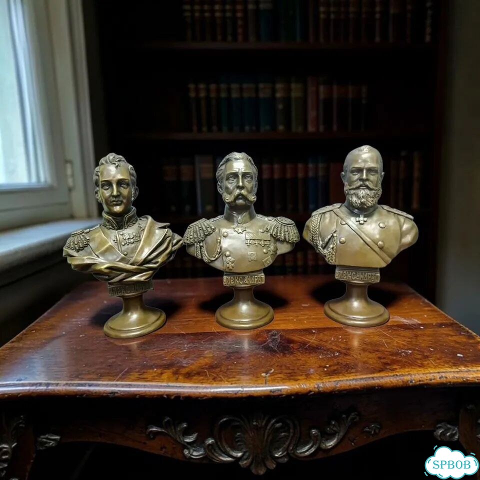 Статуэтки. 3 больших бюста. Александр 1,2,3 фото 1