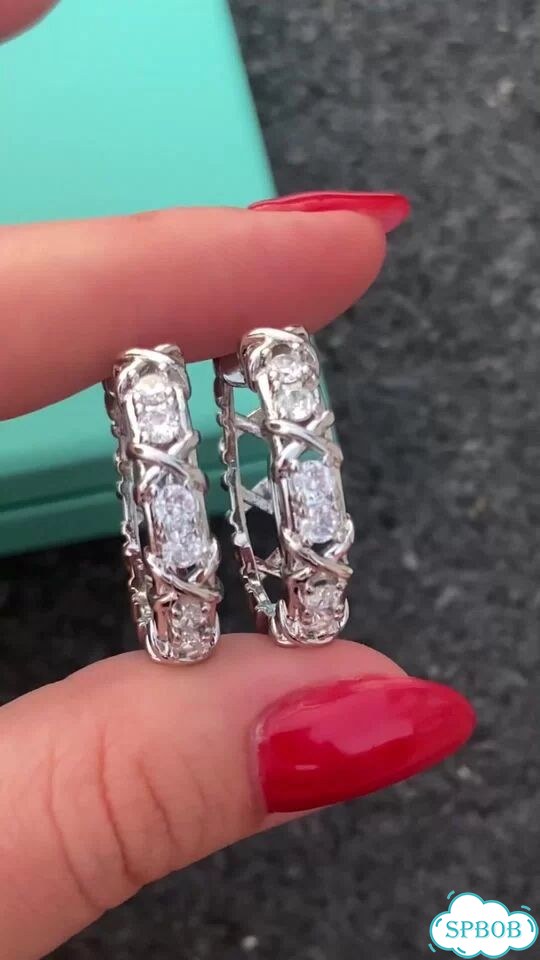 Шикарные серьги Tiffany серебристые средние фото 1