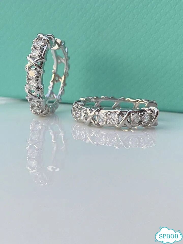 Шикарные серьги Tiffany серебристые средние фото 2