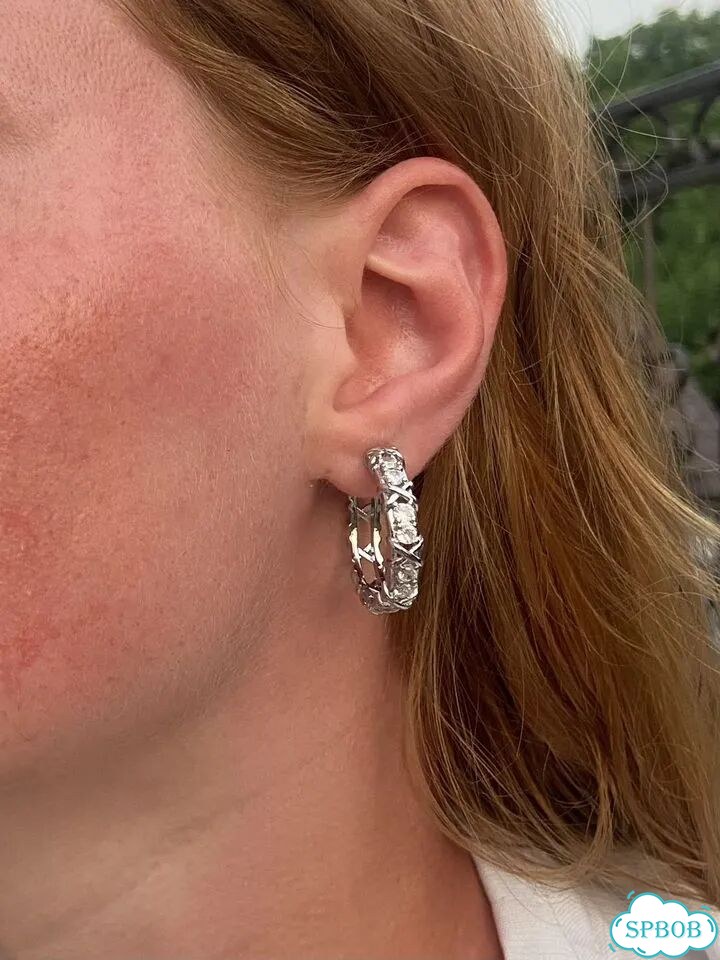 Шикарные серьги Tiffany серебристые средние фото 4