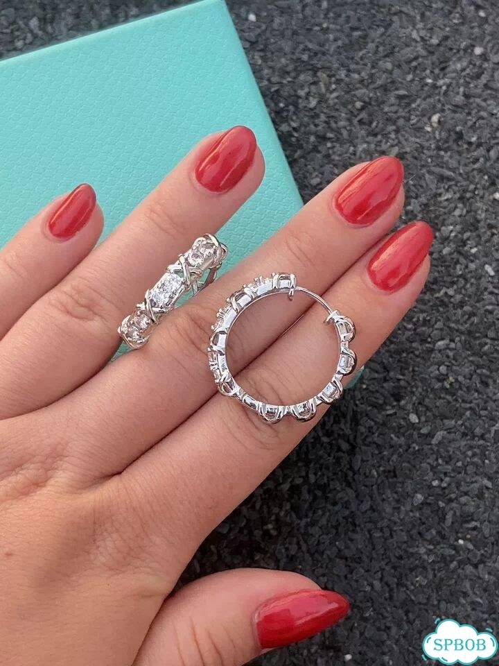Шикарные серьги Tiffany серебристые средние фото 5