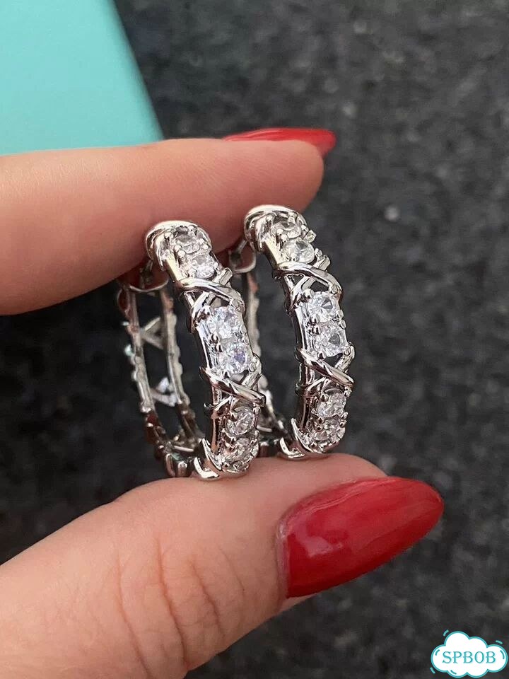 Шикарные серьги Tiffany серебристые средние фото 6