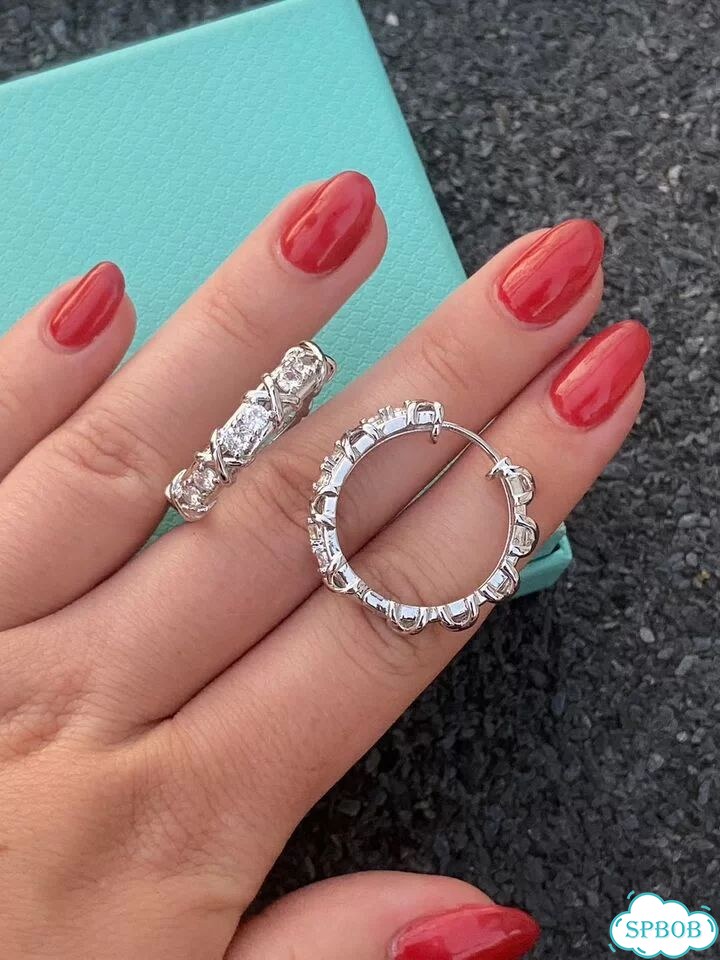 Шикарные серьги Tiffany серебристые средние фото 8