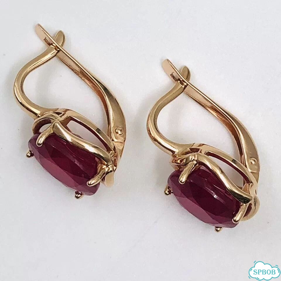 Золотые серьги с рубином фото 6