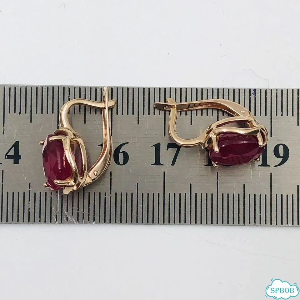 Золотые серьги с рубином фото 7