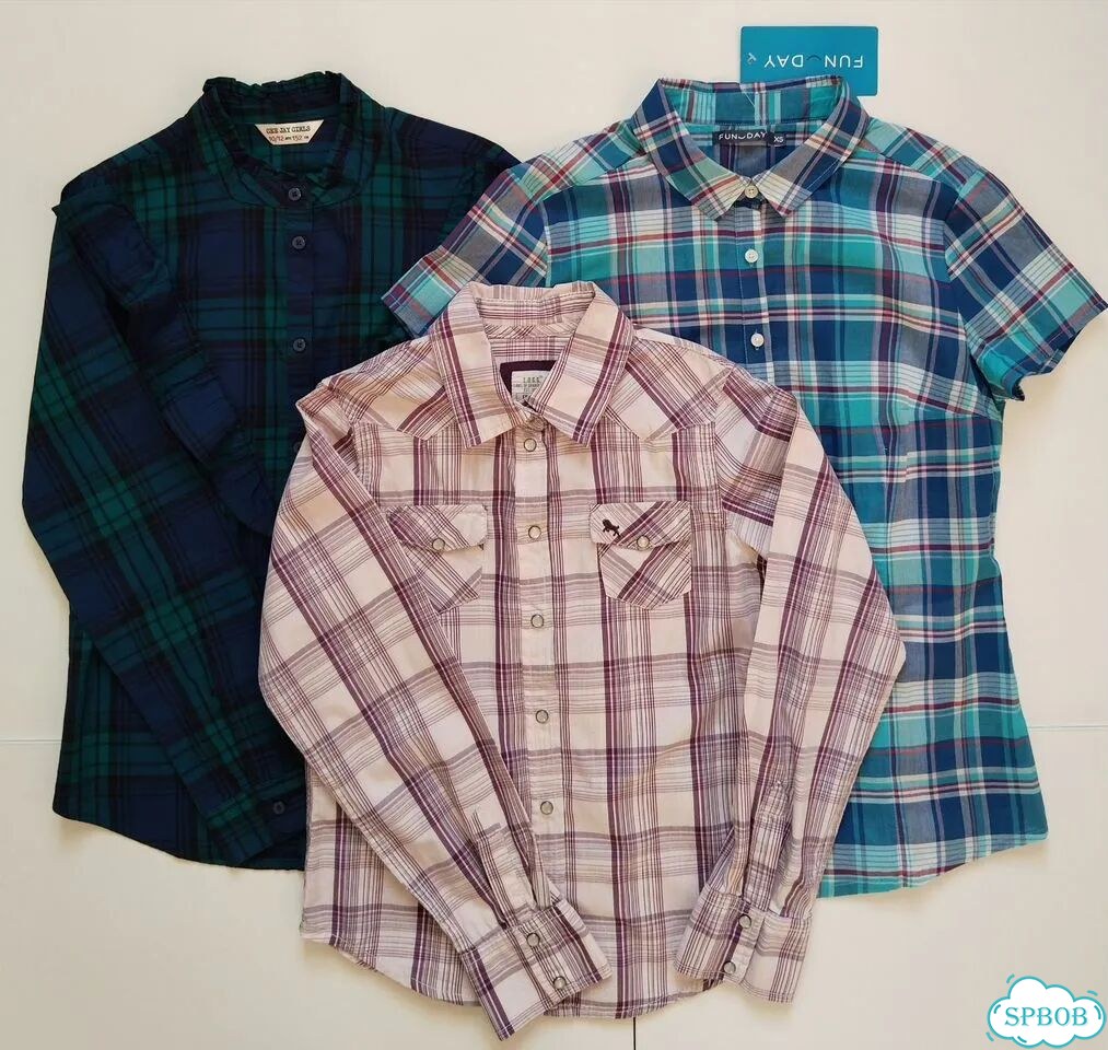 Рубашка в клетку лонгсливы H&M La Redoute Okay фото 1