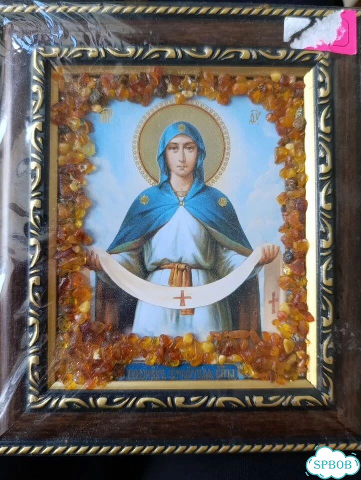 Икона усыпанная янтарём фото 1