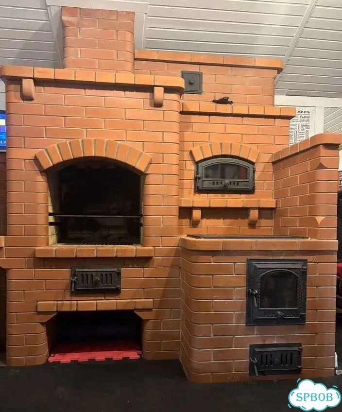 Кухонный комплекс из кирпича мангал, печка духовка фото 1