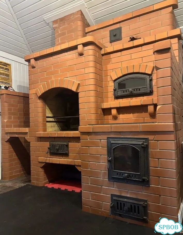 Кухонный комплекс из кирпича мангал, печка духовка фото 7