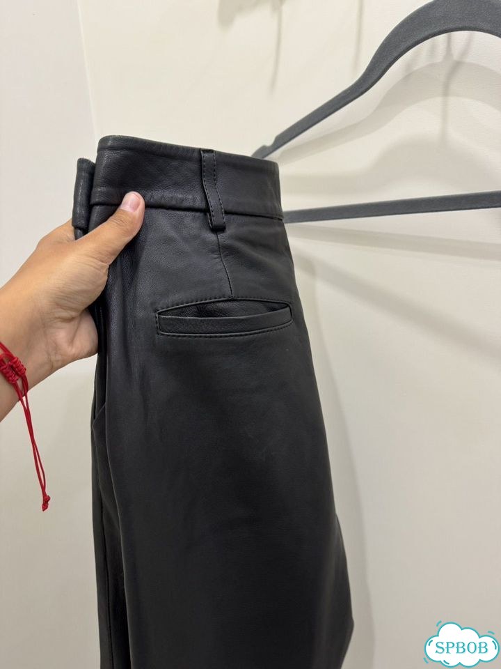 Кожаные брюки massimo dutti S фото 5