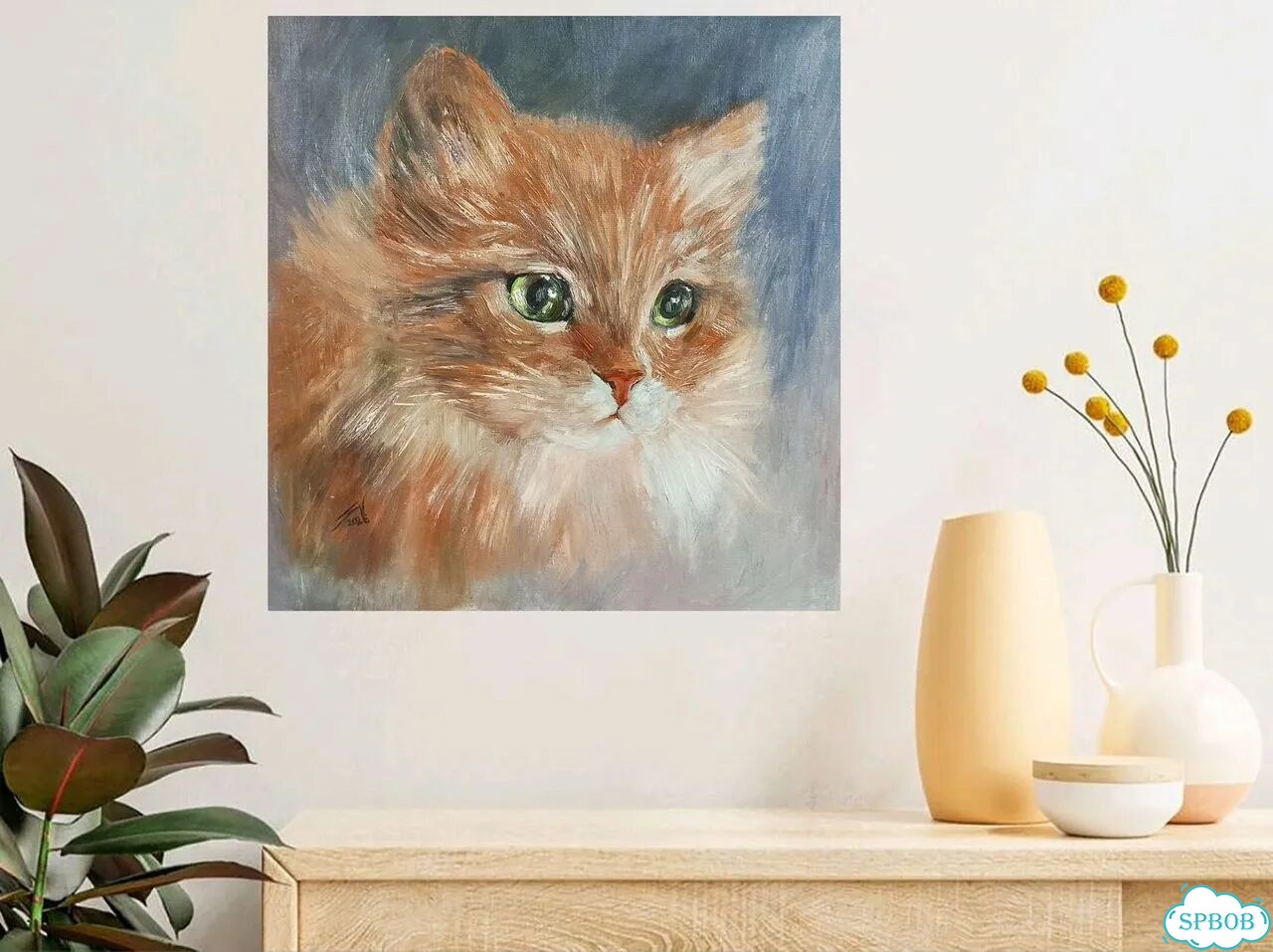 Картина маслом Рыжий кот кошка портрет животных фото 4