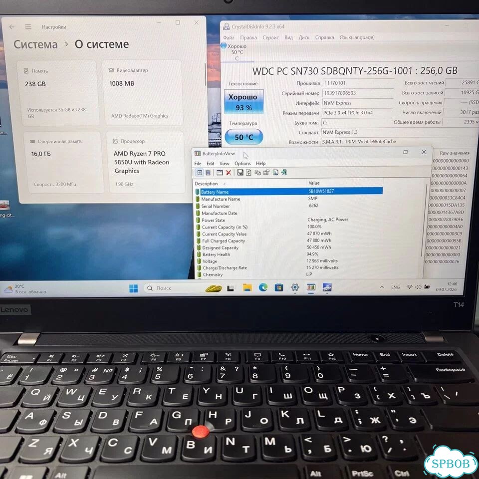 Thinkpad T14 Gen 2 Ryzen 7 16/256 фото 7