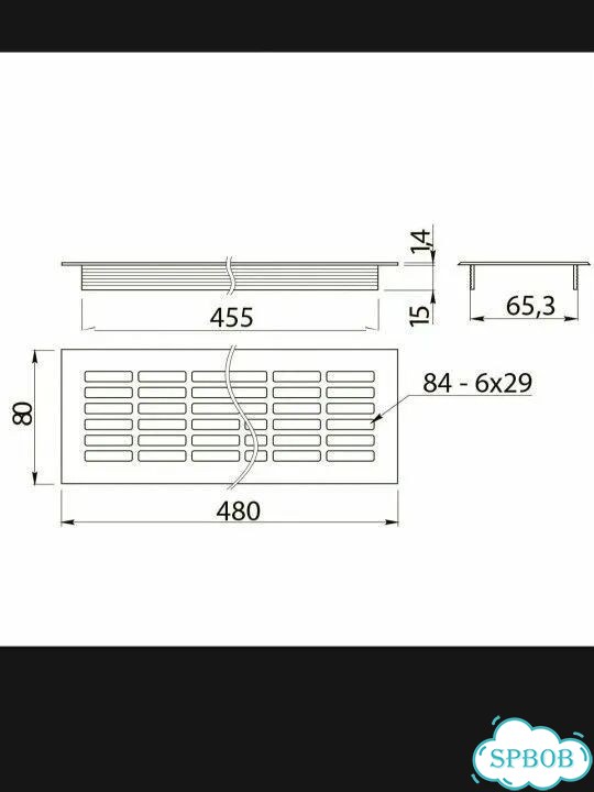 Вентиляционная решётка GTV 480x80мм фото 2