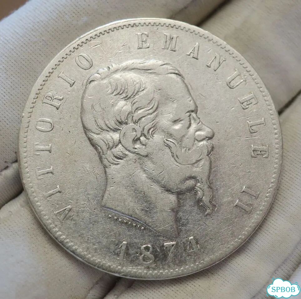 5 лир 1874. Италия, серебро фото 1