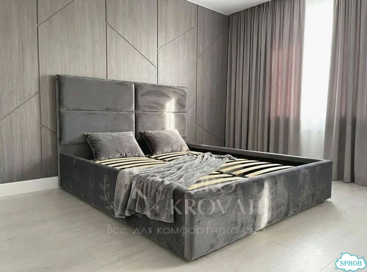 Кровать двуспальная с мягким изголовьем на заказ фото 5