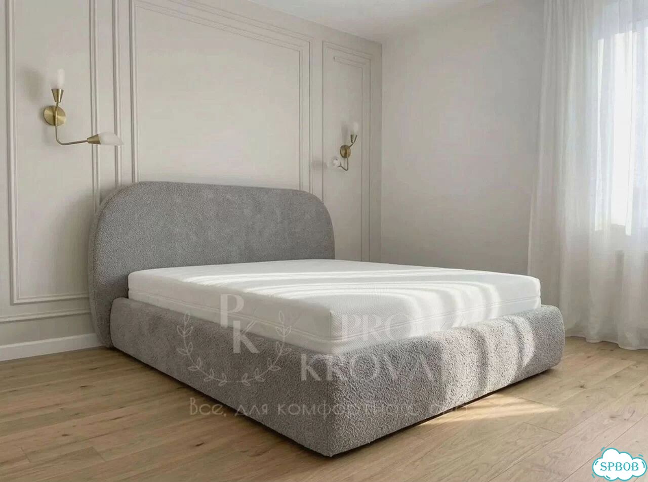Кровать двуспальная с мягким изголовьем на заказ фото 6