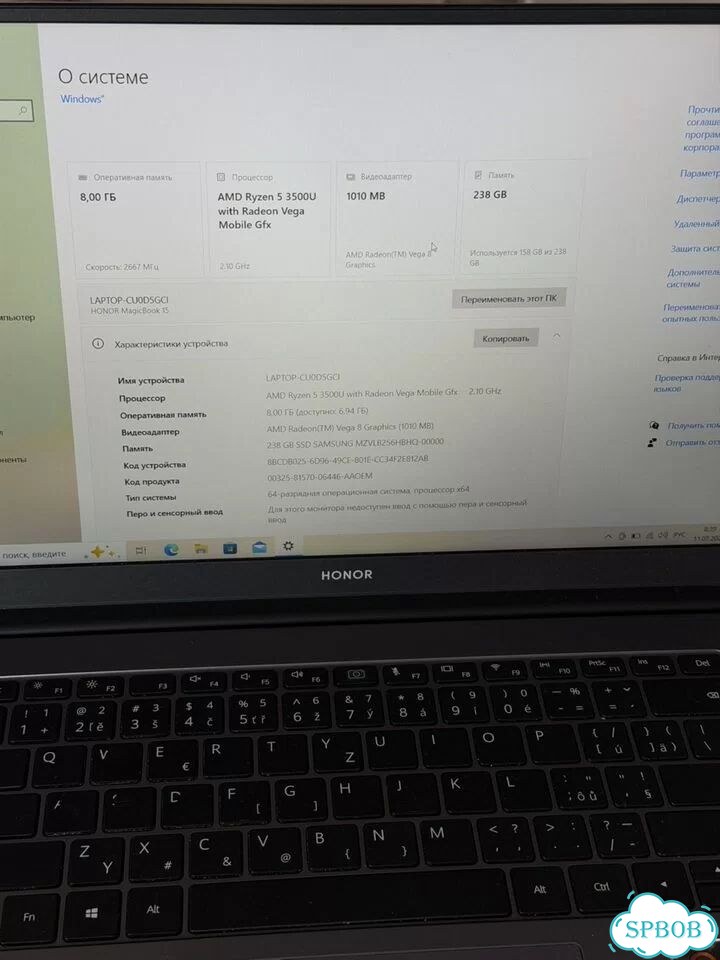 Ноутбук Honor magicbook 15 AMD Ryzen 5 3500U фото 8
