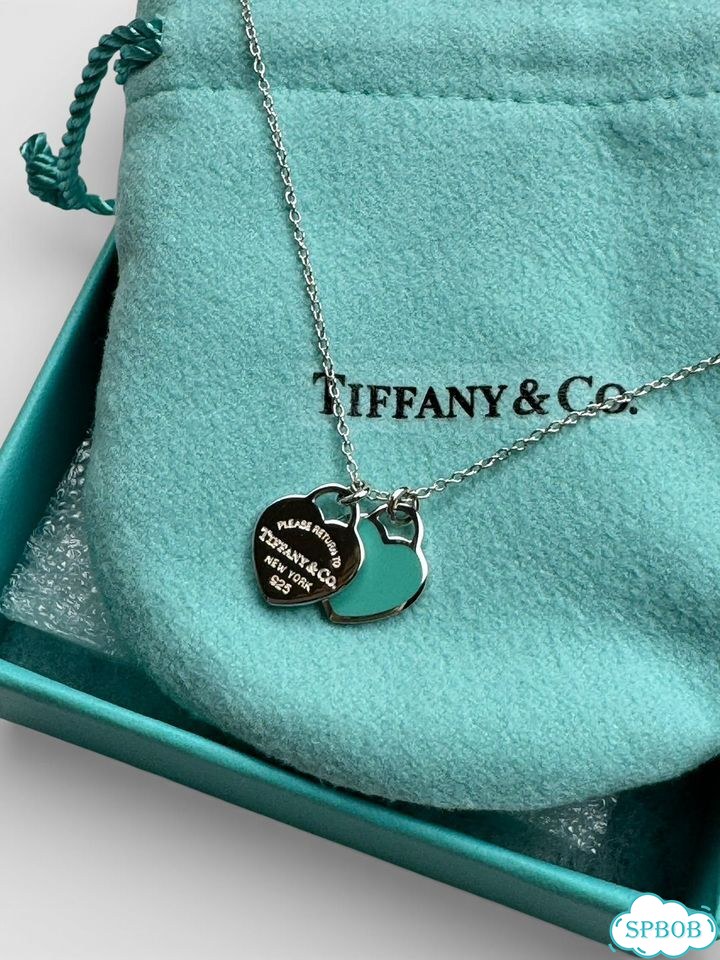 Колье Tiffany Double Heart Blue - Оригинал фото 3