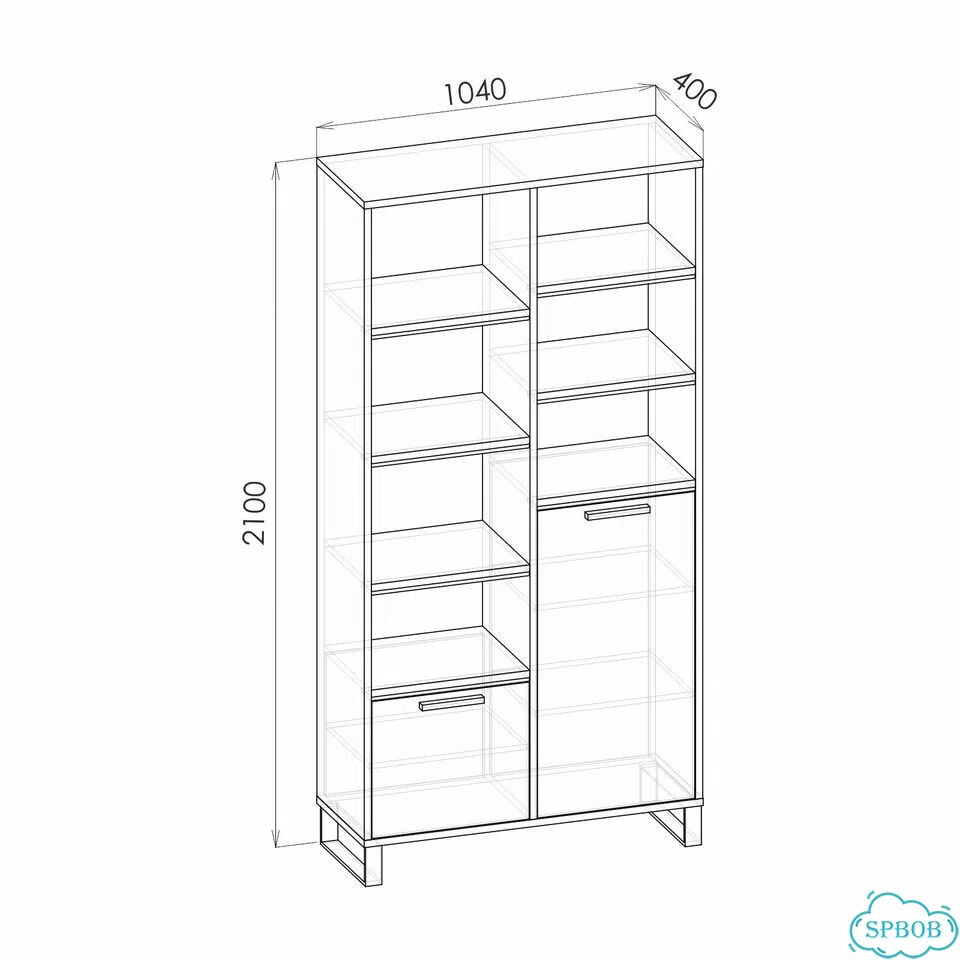 Шкаф книжный из мебельной коллекции Карбон фото 3