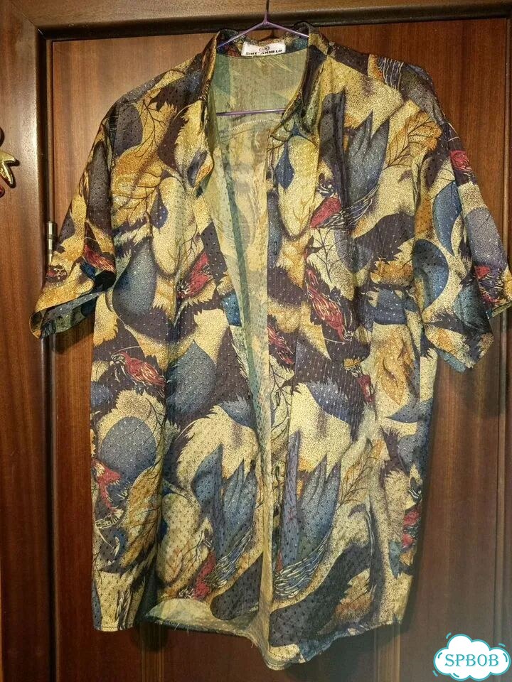Рубашка мужская из 90 х с попугаями фото 1
