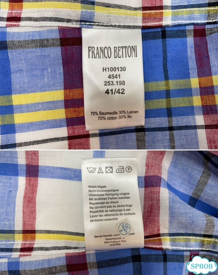 Рубашка сток лен30% муж Franco Bettoni L(41/42) фото 10