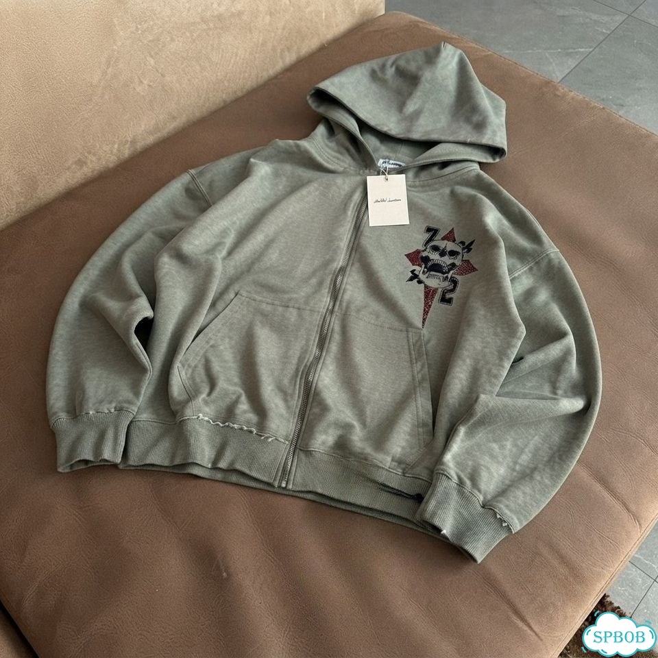 Зип Худи Jaded London Distressed Hoodie серое фото 4