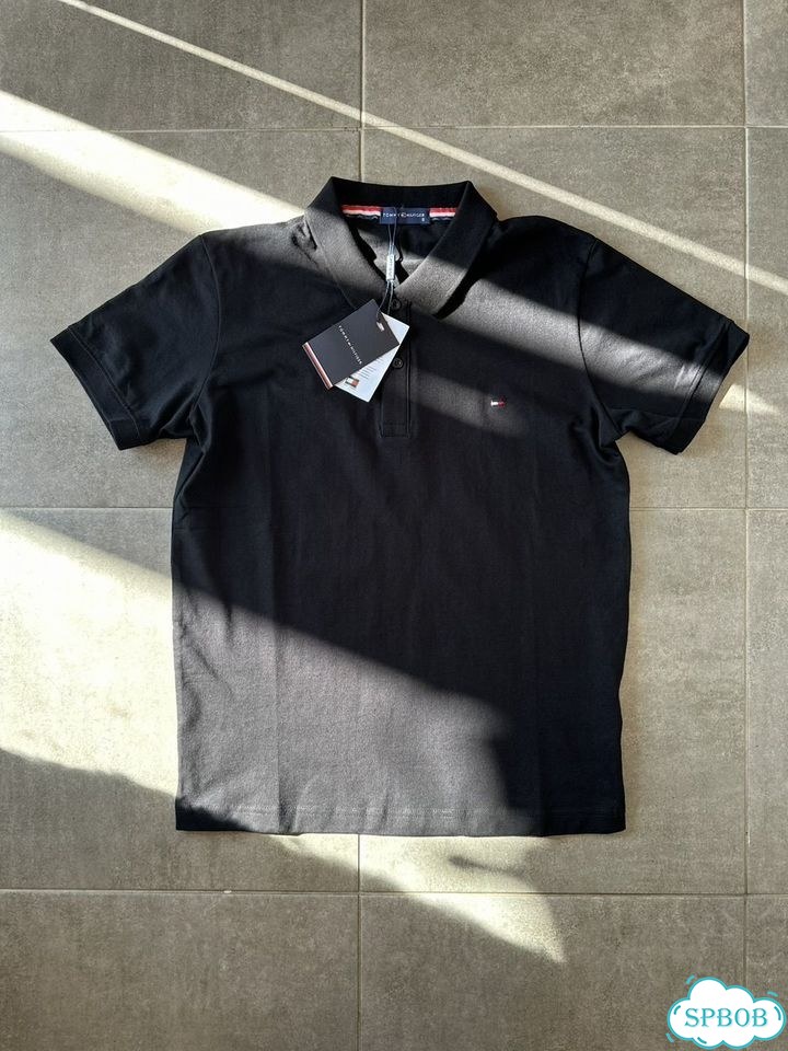 Поло футболка Tommy Hilfiger LUX хб черная новые фото 1