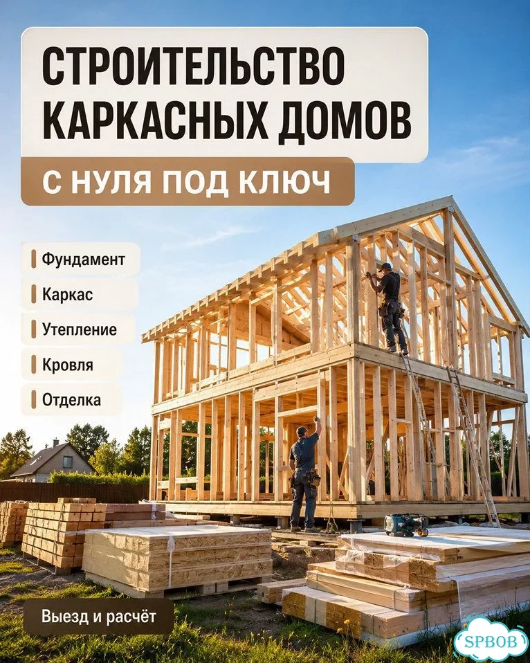 Строительство дачных домов / Каркасный дом фото 1