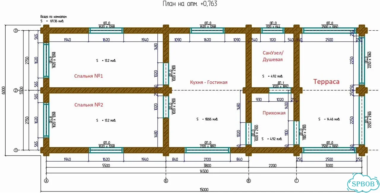 Сруб Зимнего Дома / Бани 6.0х15.0м. с террасой фото 3