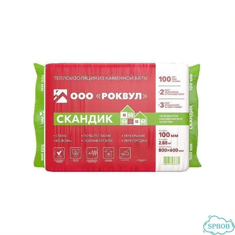 Утеплитель Rockwool Лайт Баттс Скандик 50х600х800м фото 2