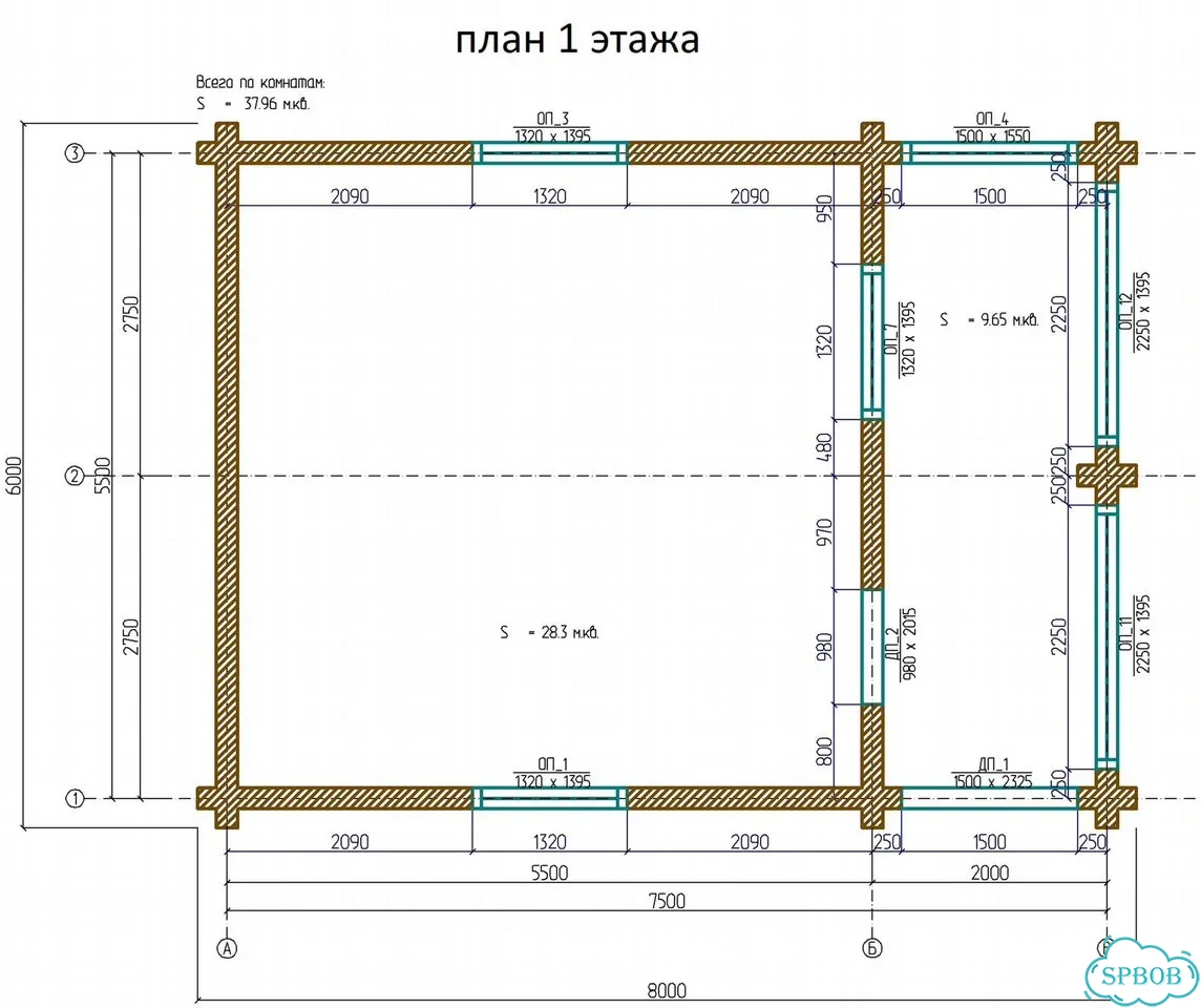 Сруб Дома / Бани 6.0х8.0м полтора этажа с Балконом фото 2