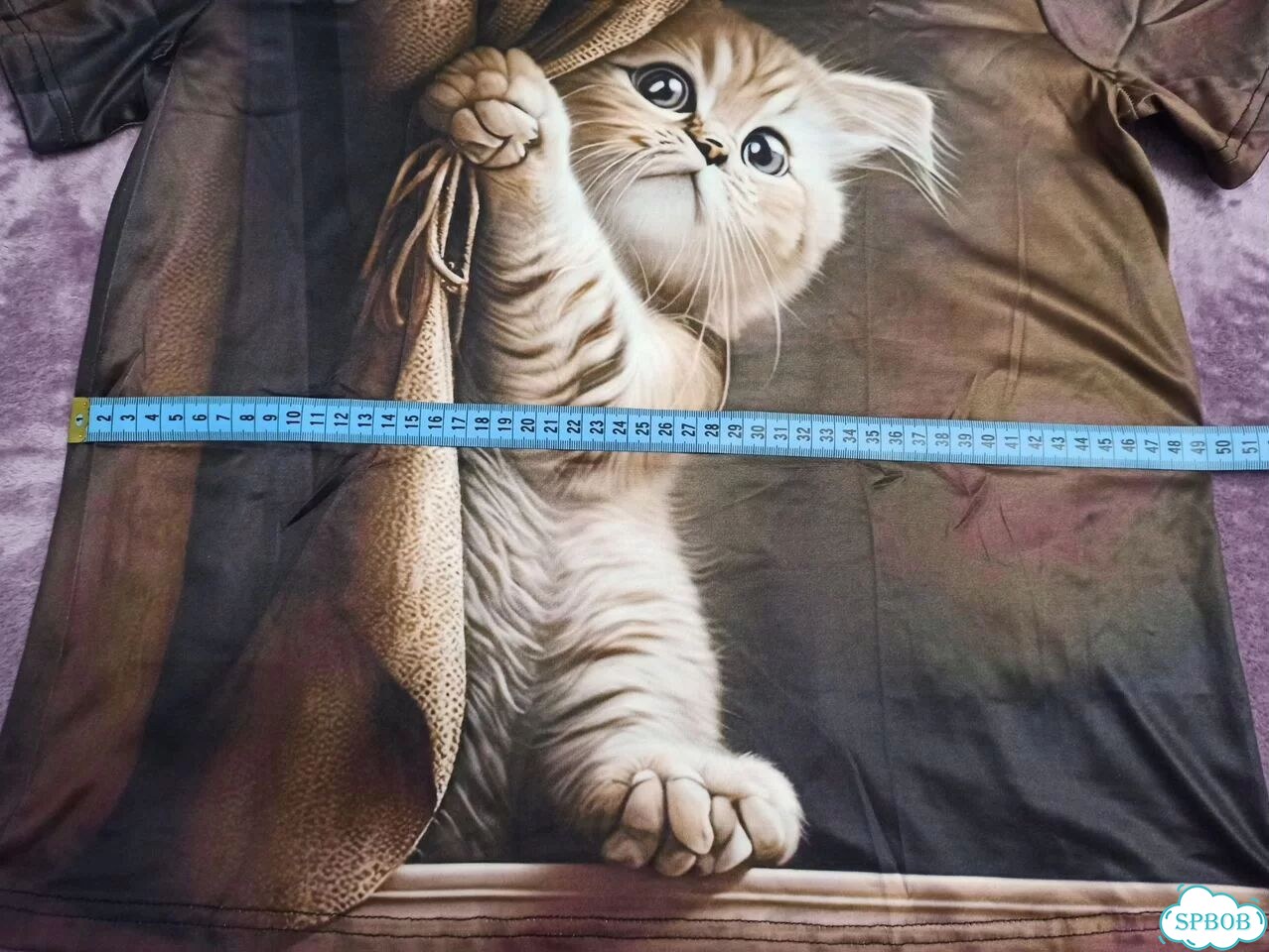 Женская коричневая футболка с котиком, 44 М, новая фото 5