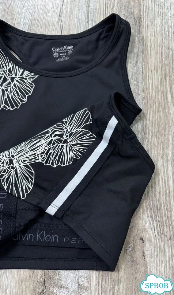 Calvin klein женский чёрный спортивный топ майка фото 4