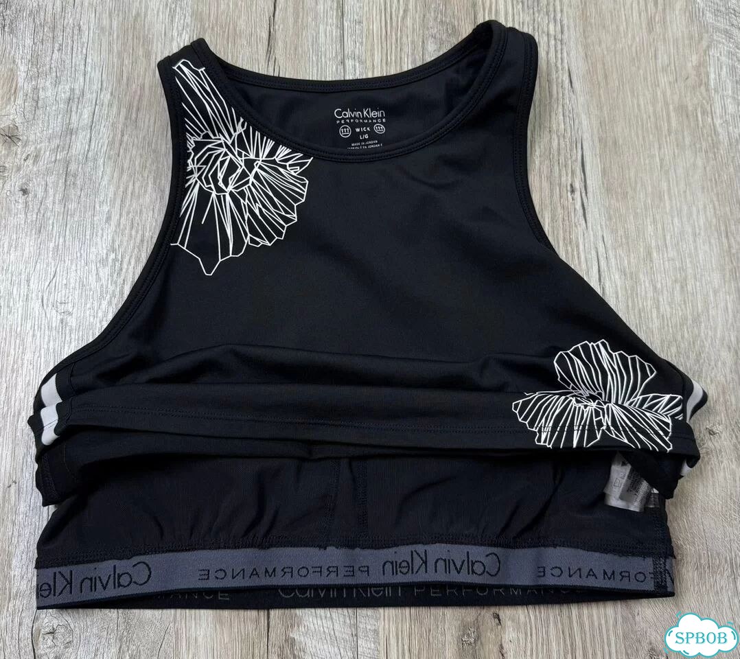 Calvin klein женский чёрный спортивный топ майка фото 5