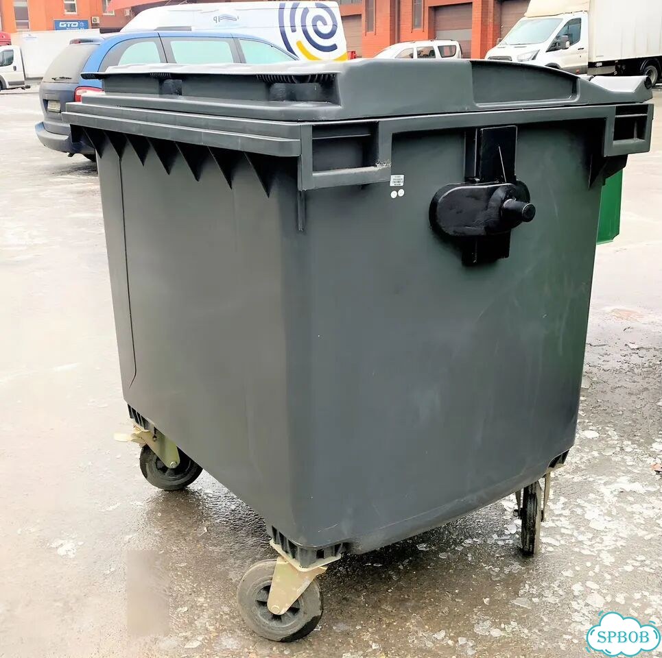 Пластиковый контейнер мусорный 1100 л с крышкой фото 2