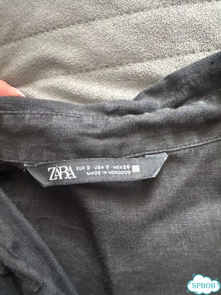 Льняная рубашка zara черная фото 2