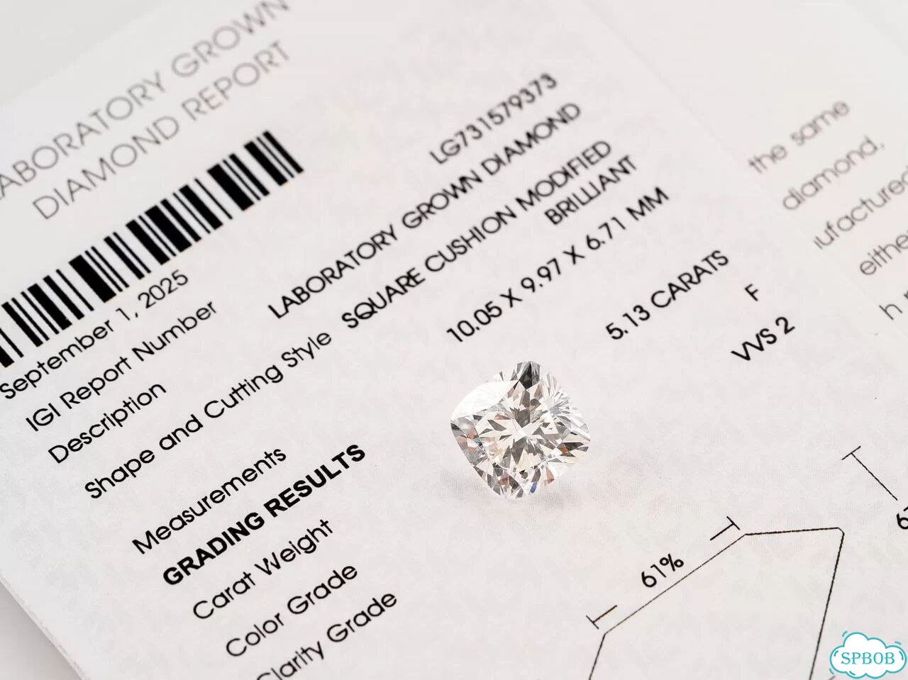 Бриллиант 5.13 ct лабораторный фото 3