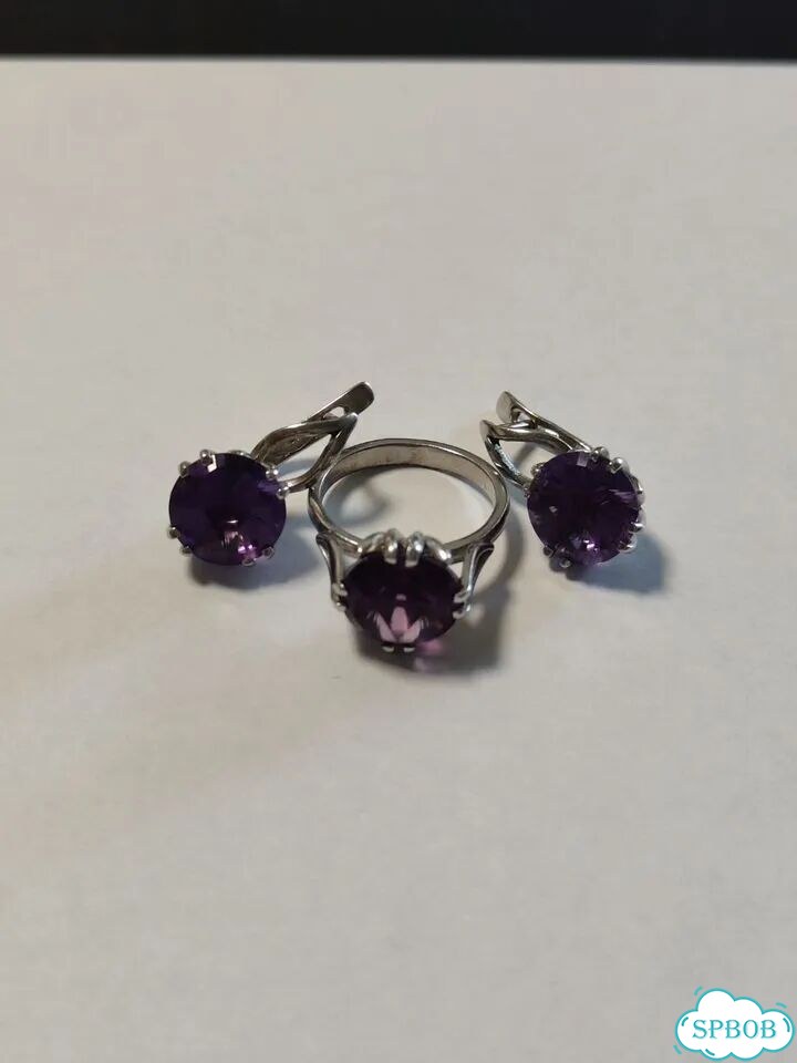 Комплект украшений серебро 925 с аметистами фото 2