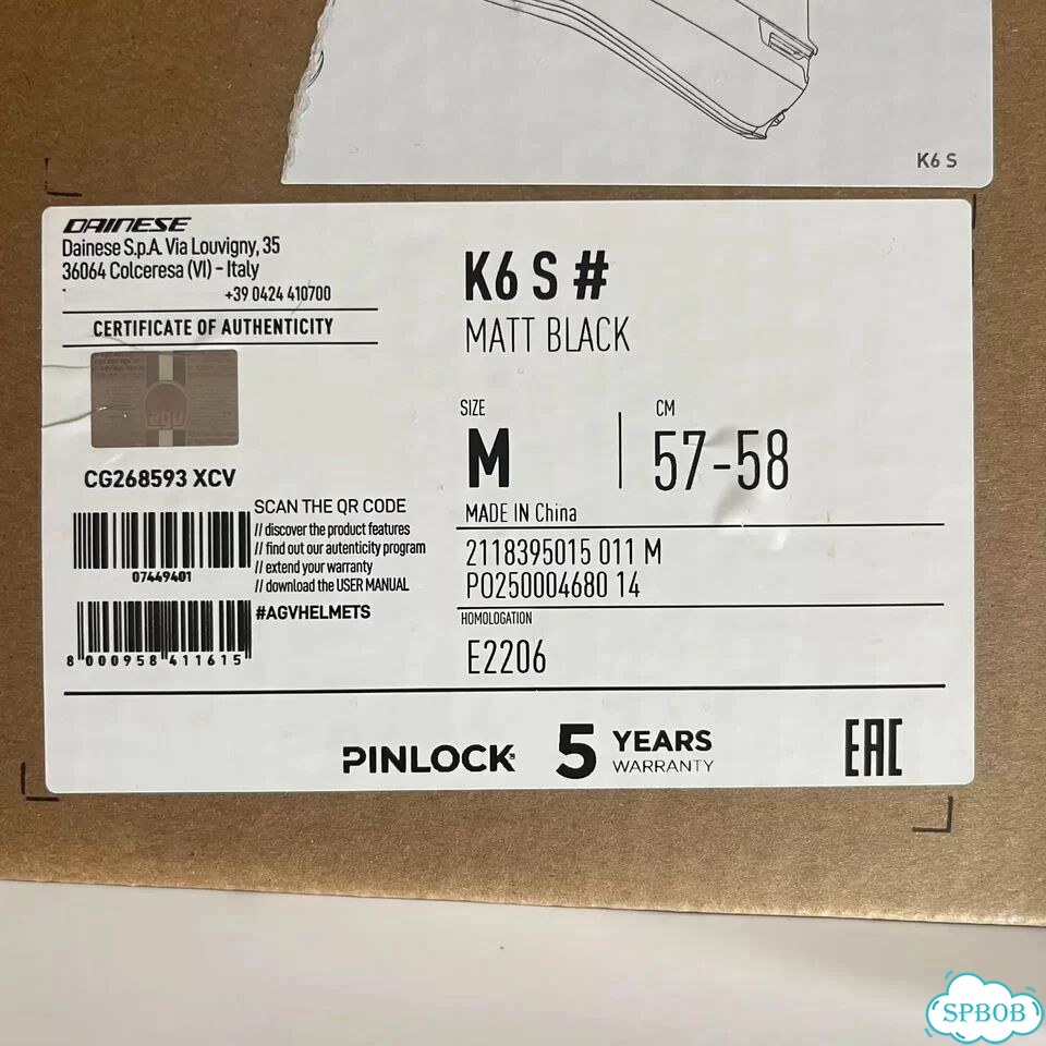 Мотошлем AGV K6 S Matt Black размер M фото 8
