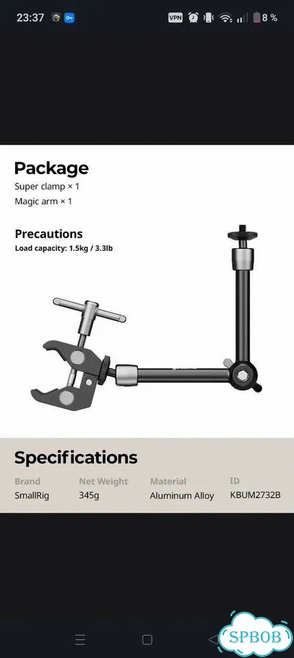 Кронштейн SmallRig Magic Arm kbum2732B фото 3